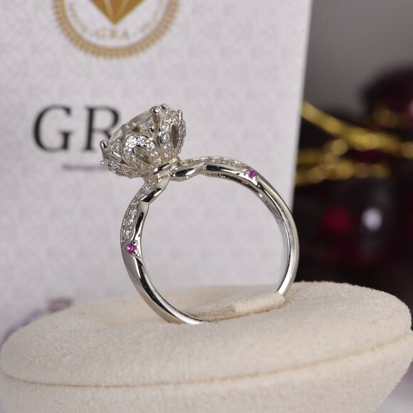 Certified 2ct Moissanite Ring Engagement Ring - Picture 2 of 5